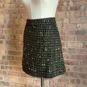 RED Valentino black and green tweed mini skirt, size 2